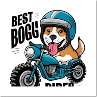 Cartoon dog riding a motorcycle best boggy rider Posters and Art